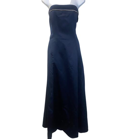 Jessica McClintock Gunne Sax Vintage Midnight Blue Strapless Prom Dress Gown 12 - Picture 1 of 12
